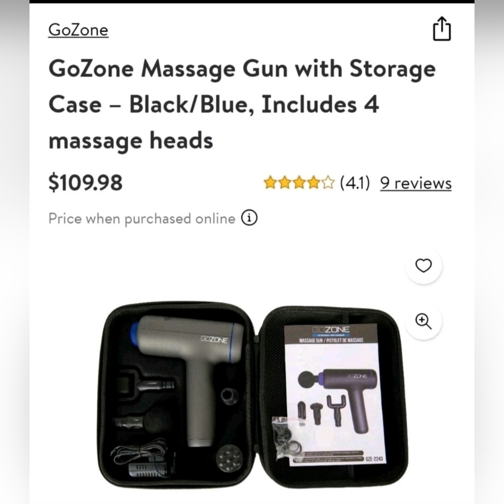 Brand New GoZone Massage Gun with Storage Case - Black and Blue